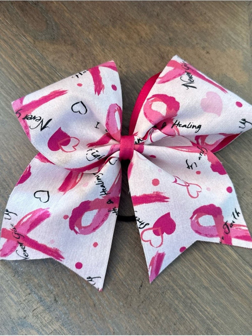 Pink Heart & Brushstroke Hair Bow for Kids
